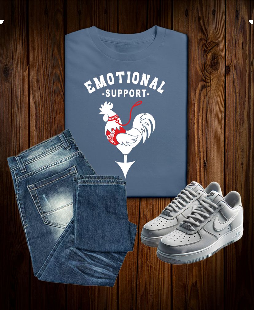 Emotional Support Cock Tee – Funny Service Rooster Graphic Shirt