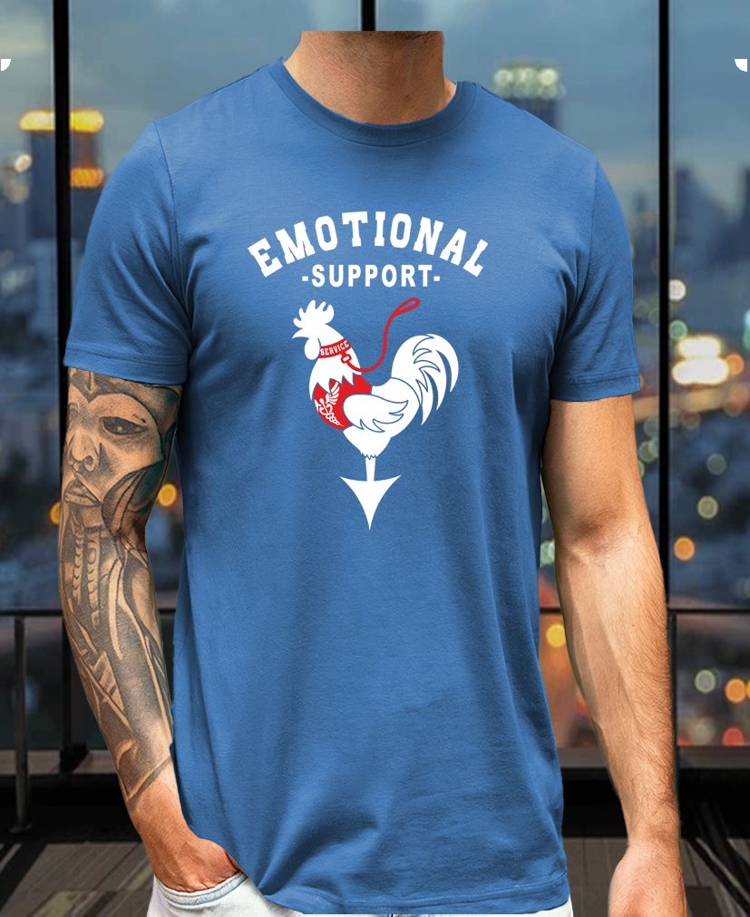 Emotional Support Cock Tee – Funny Service Rooster Graphic Shirt