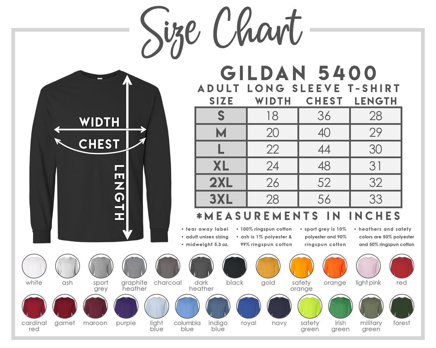 Gildan "5400" 5.4oz Longsleeve T-Shirt - Few Colors