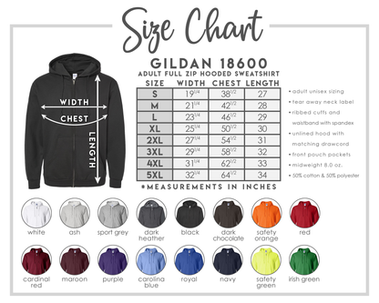Gildan "18600" 8.0 oz. 50/50 Full Zip Up Jacket - Hooded Sweat