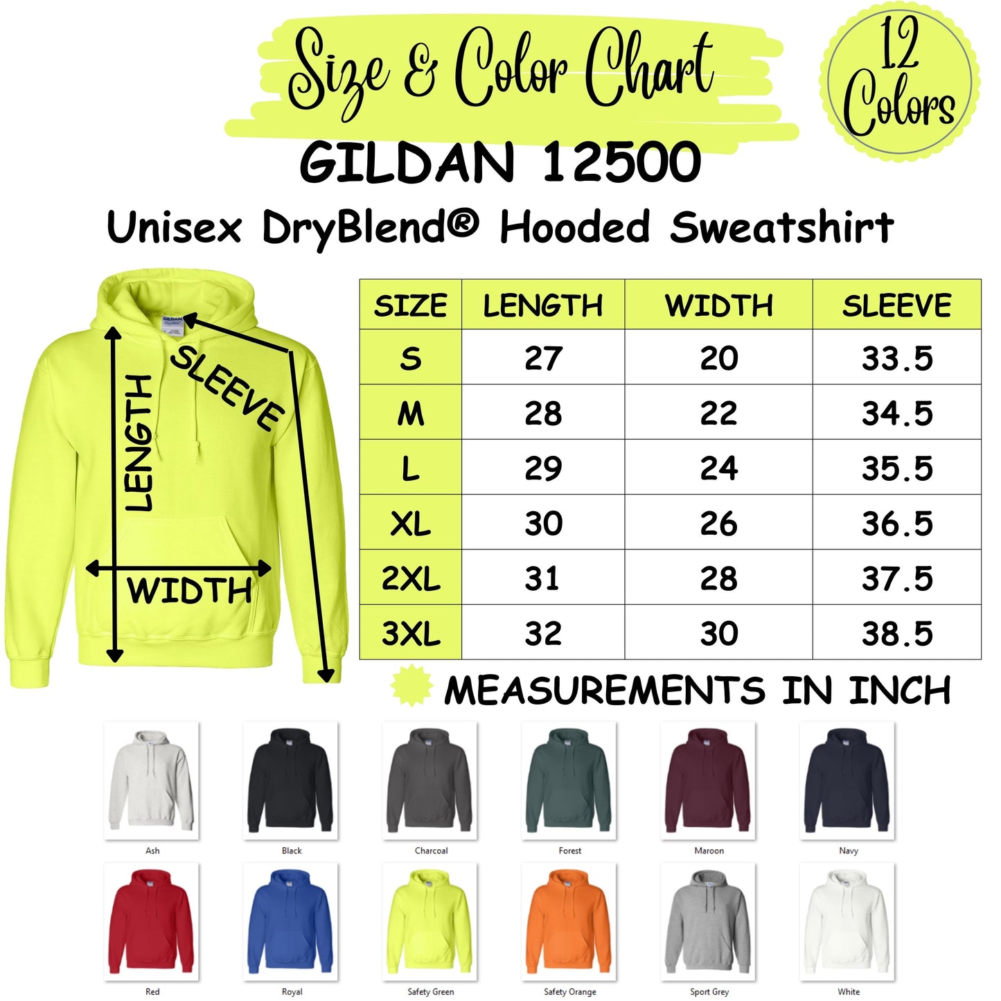 Gildan "12500" 9 oz 50/50 Hooded Sweat - Hoodie