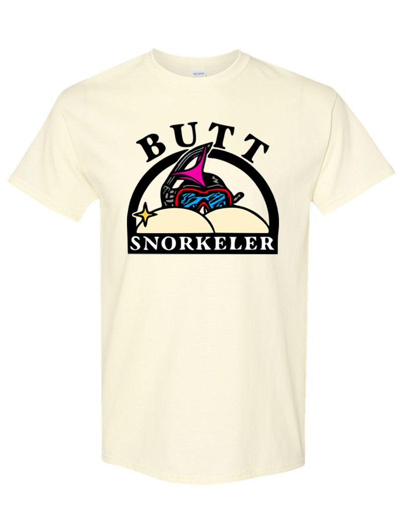 Butt Snorkeler Retro Graphic Tee – Off-White, Bold & Cheeky Humor Shirt