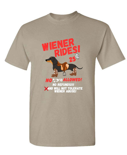 Wiener Rides 25¢ Funny Dog Cowboy Tee – No Refunds, No Nonsense!
