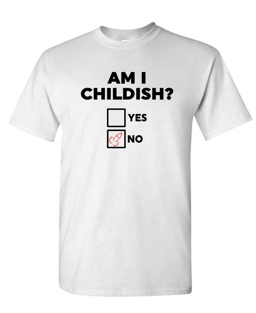 Am I Childish? Funny Immature Humor Tee – Doodle Check Mark Edition