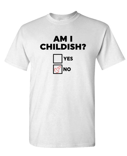Am I Childish? Funny Immature Humor Tee – Doodle Check Mark Edition