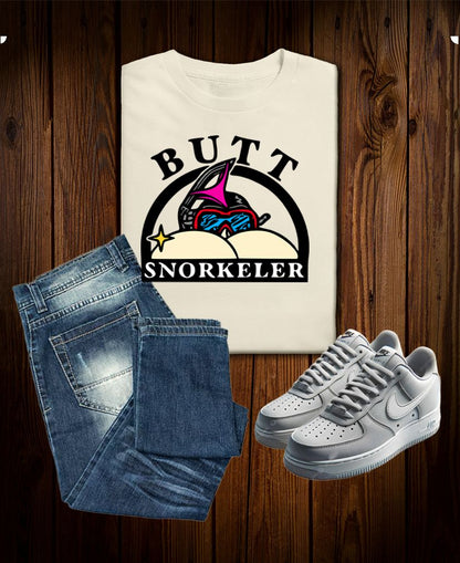 Butt Snorkeler Retro Graphic Tee – Off-White, Bold & Cheeky Humor Shirt