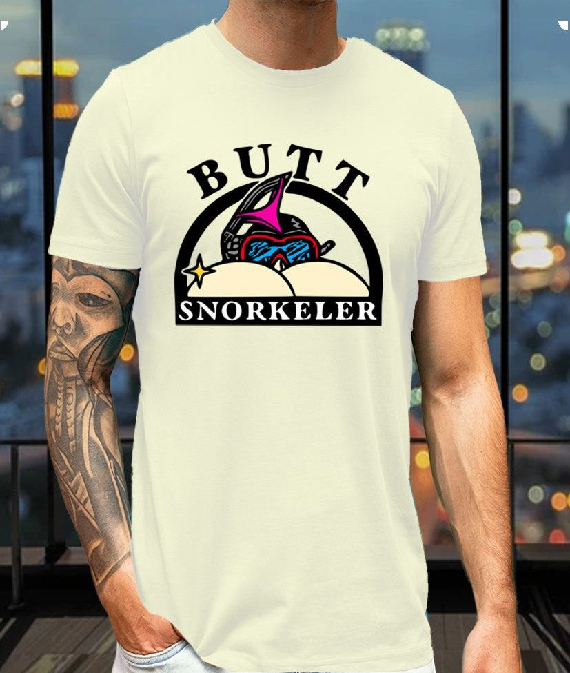 Butt Snorkeler Retro Graphic Tee – Off-White, Bold & Cheeky Humor Shirt