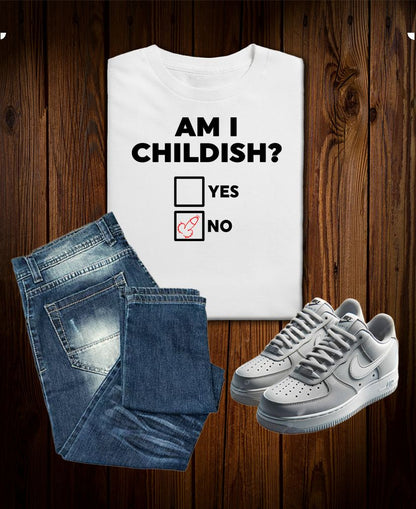 Am I Childish? Funny Immature Humor Tee – Doodle Check Mark Edition
