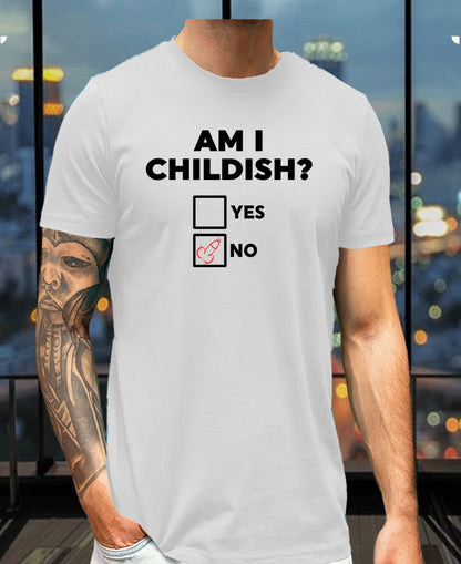 Am I Childish? Funny Immature Humor Tee – Doodle Check Mark Edition